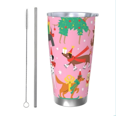 

Vsdgher Different Dogs Christmas 20 Oz Stainless Steel Vacuum Insulated Travel Mug Coffee Cup for Home Office Outdoor Works Great for Ice Drinks and Hot Beverage -Straw Two-piece Set