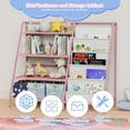 thumbnail image 3 of NACHES Montessori Kids Bookcase and Toddler Toys Storage Organizer Children Metal Bookcase with 5 Sling Book Display Rack for Kids Room, Nursery, Bedroom, Play Room (Pink), 3 of 9