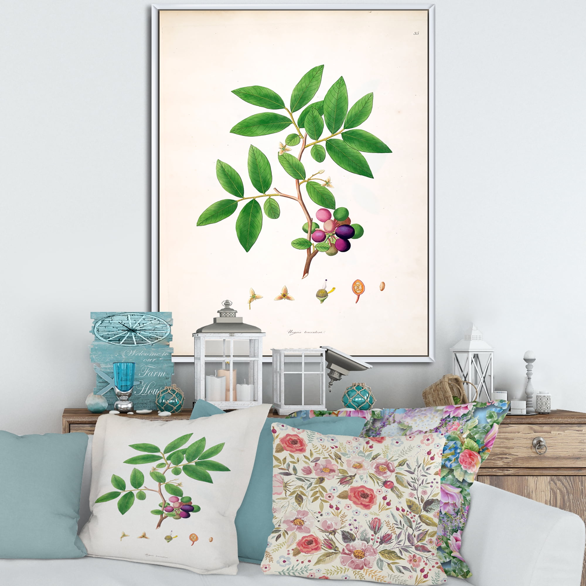 Designart 'Ancient London Plants XI' Farmhouse Framed Canvas Wall Art Print