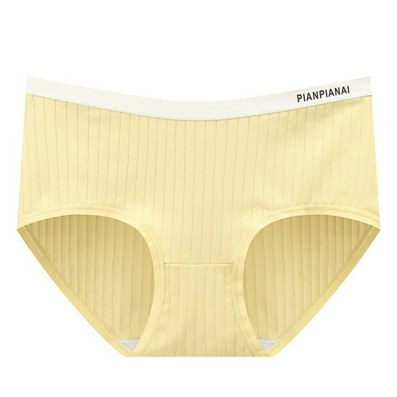 KHONTS Women's Comfortable Mid Rise Panties Soft Breathable Everyday Wear Seamless Underwear Yellow XL