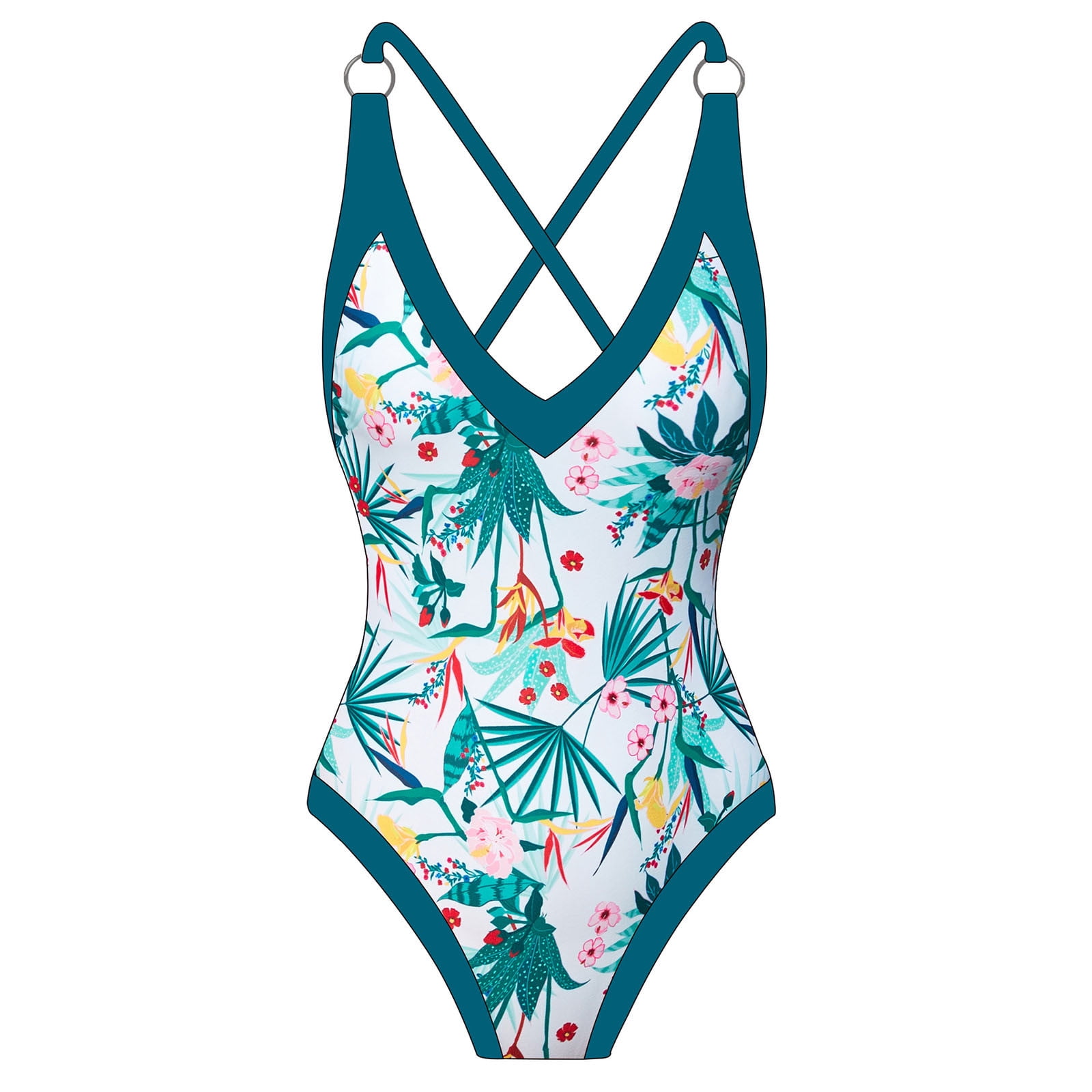 Fanxing Swimsuits for Women Monokini Deep V One Piece Bathing Suits