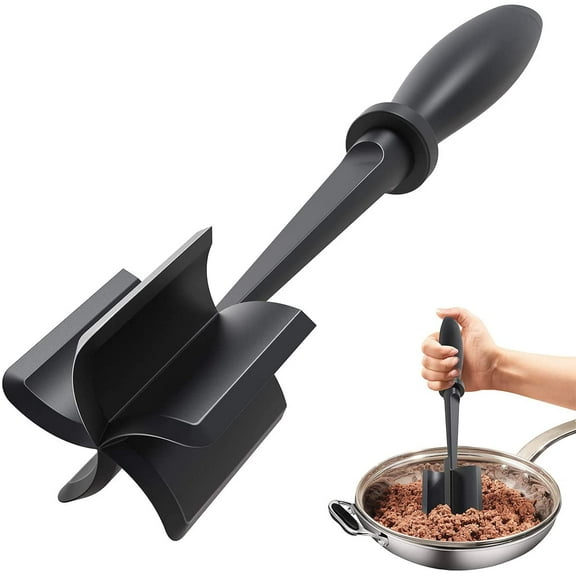 Upgrade Meat Chopper, Heat Resistant Meat Masher for Hamburger Meat, Ground Beef Smasher, Nylon Hamburger Chopper Utensil, Ground Meat Chopper, Non Stick Mix Chopper, Mix and Chop Potato Masher Tool