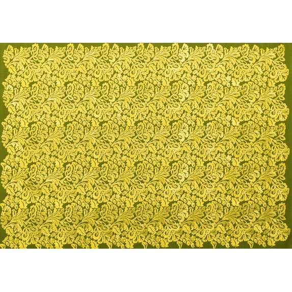 Ahgly Company Machine Washable Indoor Rectangle Abstract Yellow Contemporary Area Rugs, 6' x 9'