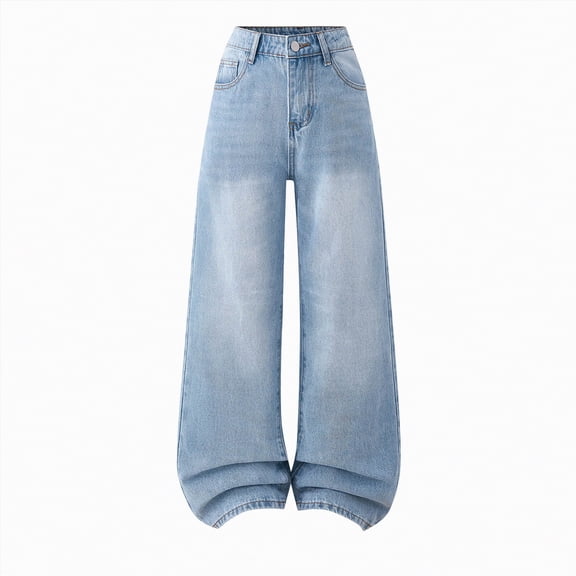 JUMEYU Baggy Jeans for Teens Kids Girls Jeans Ripped Denim Pants Elastic Waist Baggy Trousers Size 15-16 (Light Blue,15-16 Years)