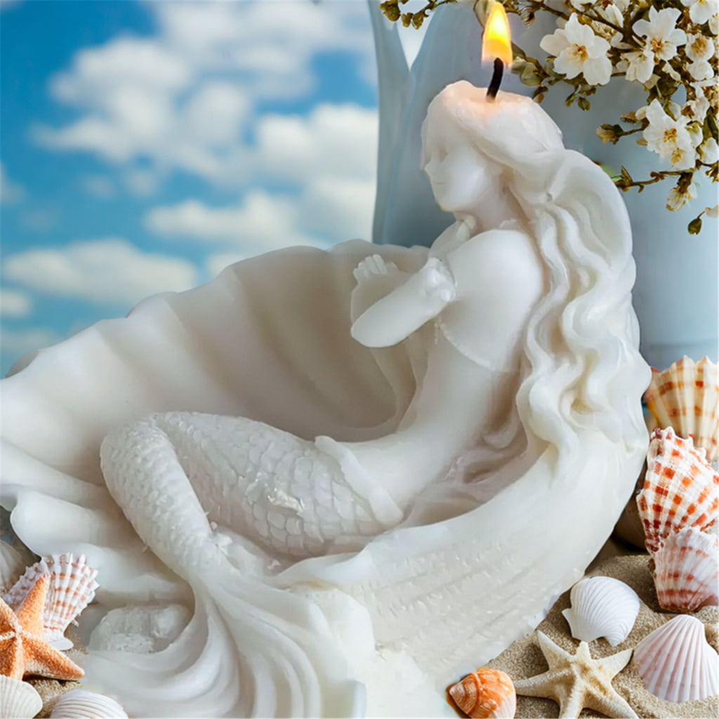 DIY Shell Mermaids Candle Silicone Mold Unique Shell Mermaids Candle Making Mold Easy to Clean Silicone Accessory Mold