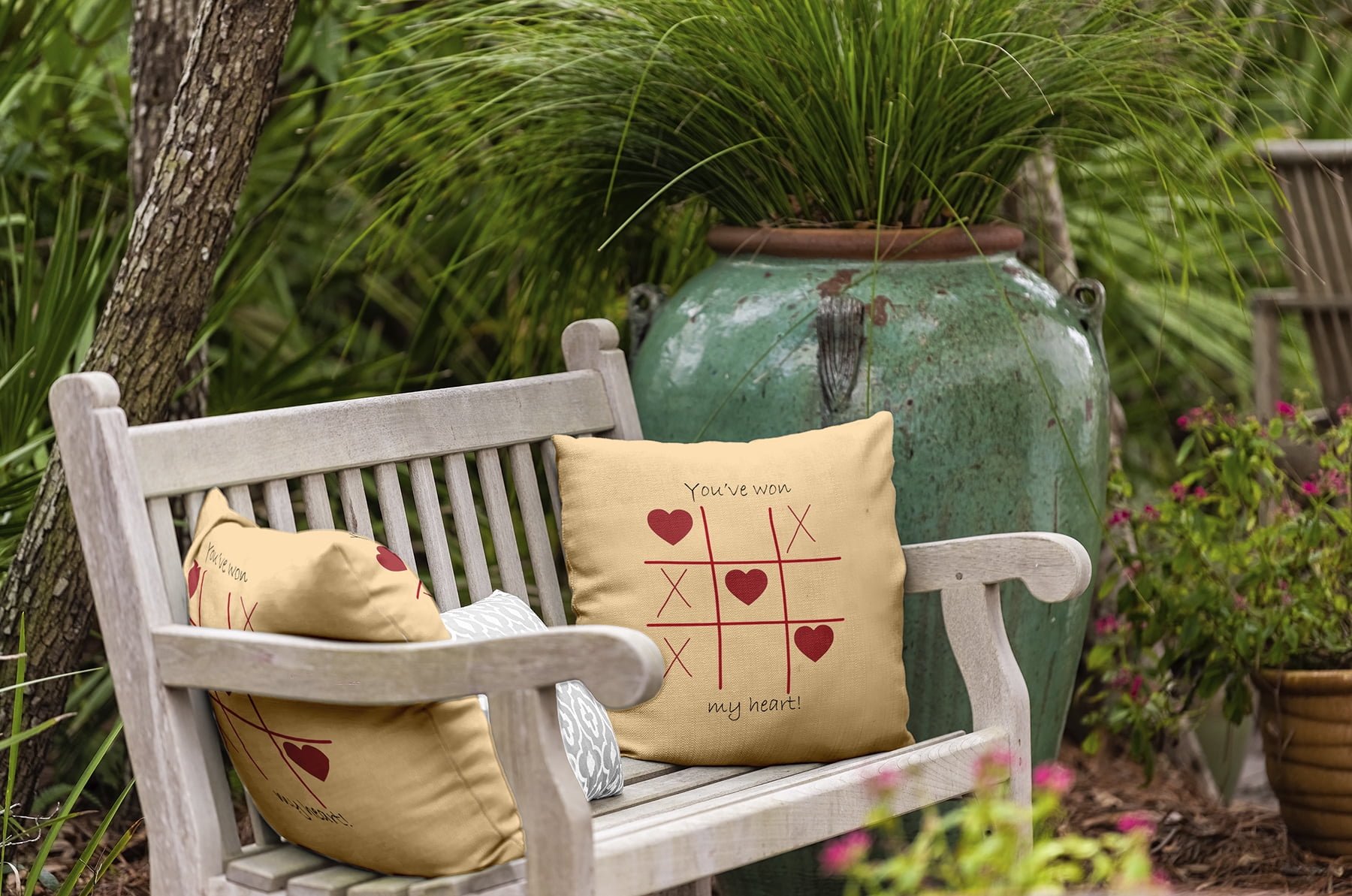 20" x 20" Simply Daisy You've Won My Heart Polyester Indoor/Outdoor Pillow, Corn Stalk Qty 1