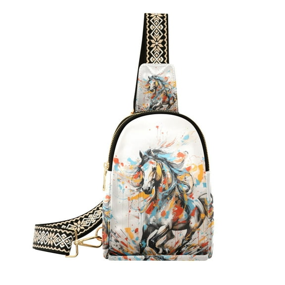 Horse Colorful Crossbody Bags Backpack Chest Bag Shoulder Bag Waist Bag for Outdoor Travel Hiking Fitness Cycling