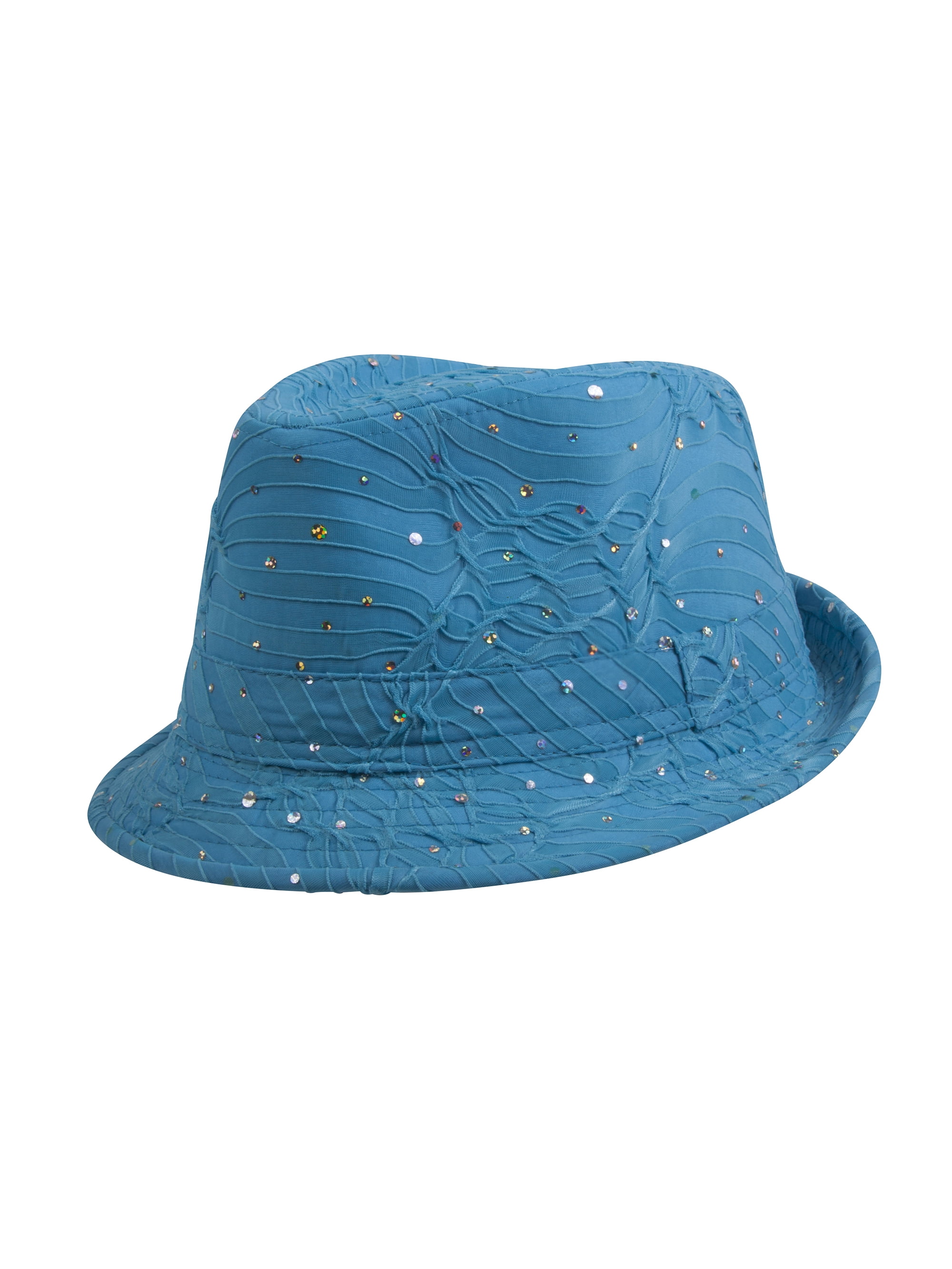 Top Headwear Womens Glitter Sparkle Fedora Hat Turquoise
