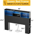 thumbnail image 3 of PAKASEPT Queen Size Storage Headboard, 62" Wide Headboard Only, Stylish Bookcase Headboard with Charging Station & LED Lights, Modern Wood Headboard, Noise-Free HeadBoard with Storage, 3 of 9