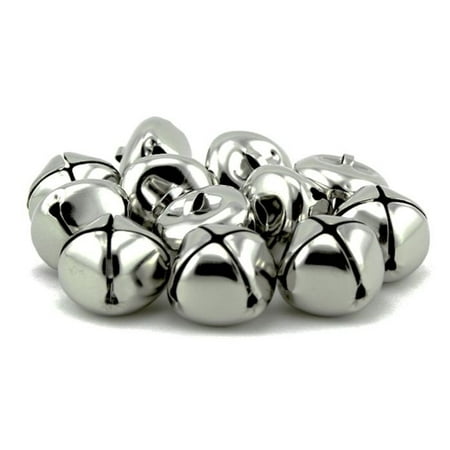- 1 Inch 25mm Craft Silver Large Jingle Bells Charms 12 Pieces