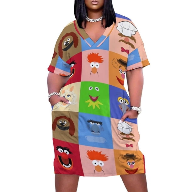 Muppets vestido suelto con bolsillos vestidos elegantes para mujer vestidos de noche vestidos largos para mujer 2025