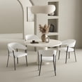 thumbnail image 2 of Belle White Textured Leatherette Dining Chair with Metal Legs - Set of 4, 2 of 8