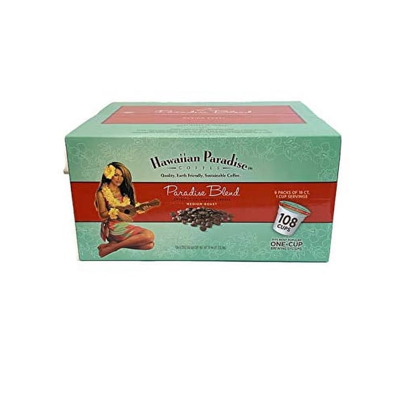 Hawaiian Paradise Coffee Paradise Blend Single Serve Cups 108 Count Loose Cups - Medium Roast - Compatible with Keurig K-Cup Brewers