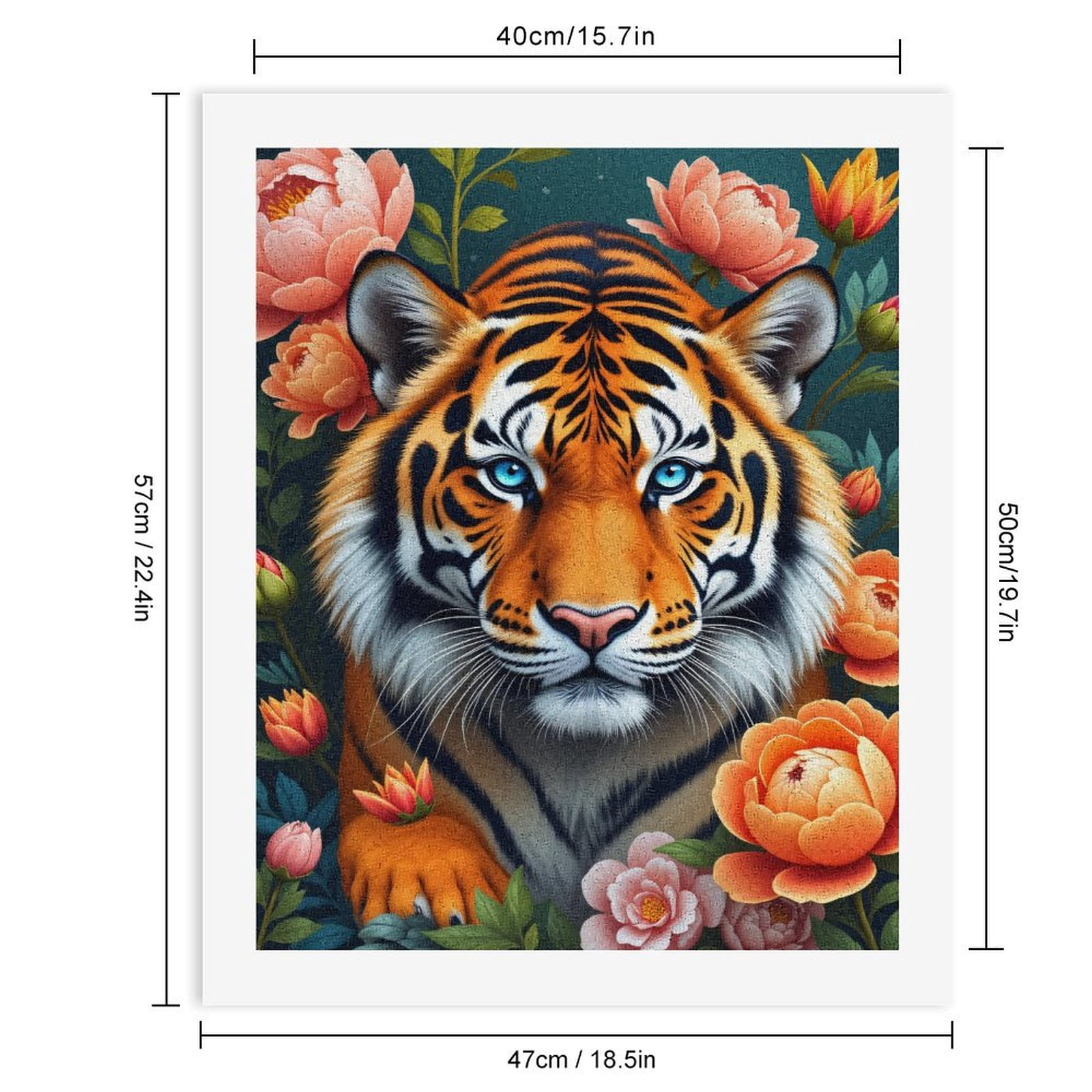 Paint By Numbers Kit for Adults Beginner - DIY Tiger Floral Art Blue Eyes Canvas Painting Kits for Adults, Frameless Paint By Number for Adults for Home Wall Decor 16x20 Inch