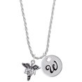 thumbnail image 1 of Delight Jewelry Silvertone Caduceus - BSN Silvertone Script Initial Disc - W - Charm Necklace, 20"+3", 1 of 4