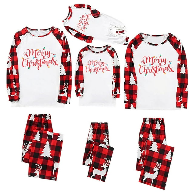 RXMEKW Snowman Print Pajama Set for Family Matching Long Sleeve Top and Pants Red 10Y
