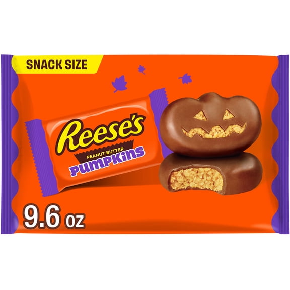 Reese's Milk Chocolate Snack Size Peanut Butter Pumpkins Halloween Candy, Bag 9.6 oz