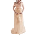 thumbnail image 2 of YMNXA Women's Maternity Dress Sleeveless Off Shoulder Solid Color Mesh Elegant Floor Length Pregnant Dresses For Photography,Orange,Xl, 2 of 2