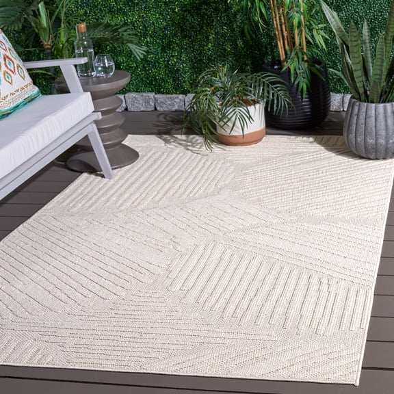 Safavieh Global Zelma Geometric Indoor/Outdoor Area Rug, Light Beige/Ivory, 4' x 6'