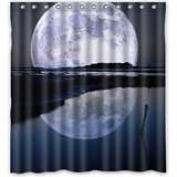 ABPHQTO Lovely Moon Pattern Cortina de ducha Impermeable Cortina de ducha 160x180 cm