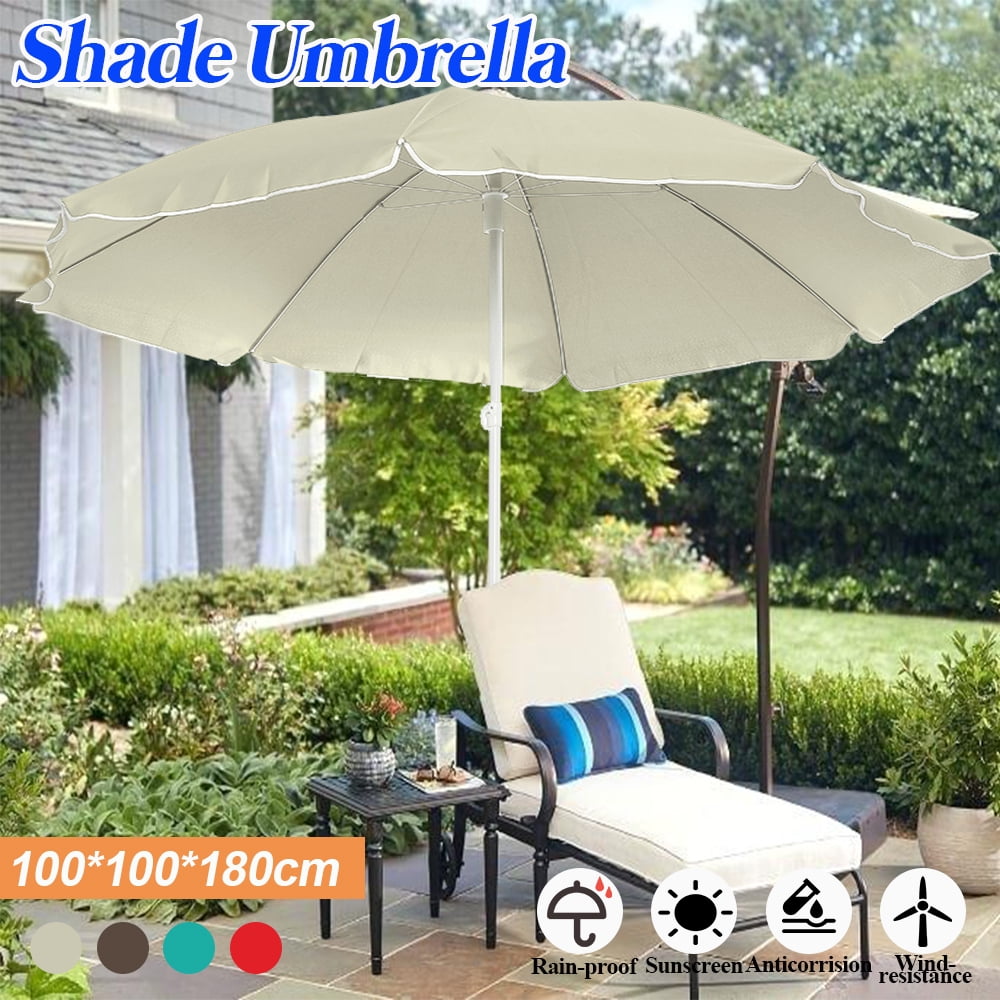 Outdoor Patio Sunshade 7 5ft Garden Parasol Folding Steel Pole Umbrella For Beach Canopy Uv Protection Garden Outdoors Garden Furniture Accessories
