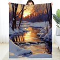 thumbnail image 2 of Shiartex Sunset Trees River Lightweight Flannel Blanket, Soft Warm Cozy 40x50in, 2 of 7