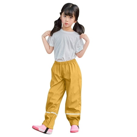 

nsendm Girls Rain Coat 10 Pants Boys Mud Dungarees Fabric Windproof Baby Water-proof Character Raincoats for Boys Yellow 4-5 Years