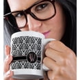 thumbnail image 2 of 3drose, Letter W Personal Monogrammed Damask Pattern-personalized Initial, 11oz Mug, 2 of 6