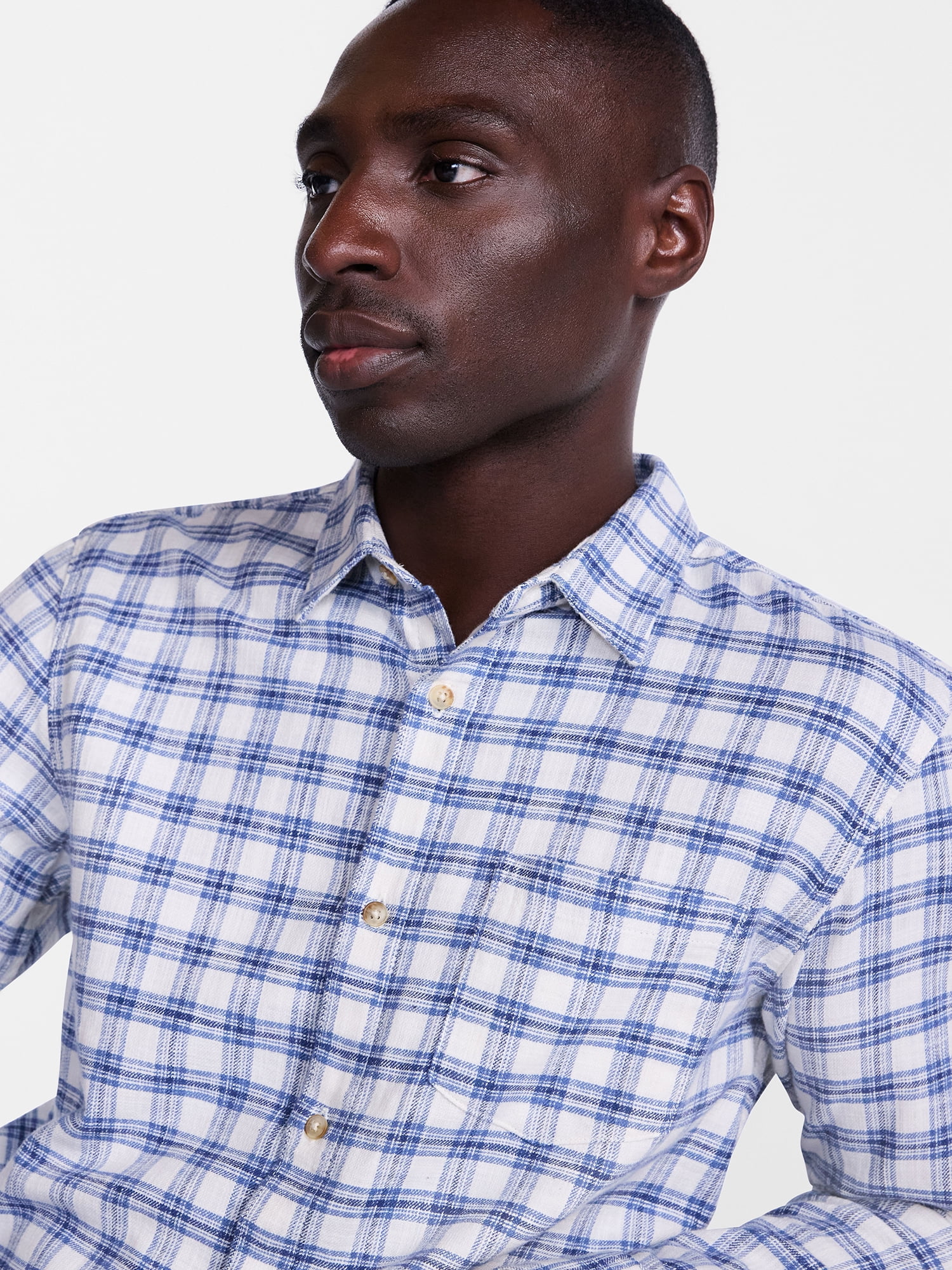 George Men's and Big Men's Slub Cotton Shirt with Long Sleeves, Sizes S-3XL