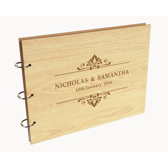Darling Souvenir Personalized Engraved Laser Cut Wedding Guest Book Wooden Cover Sign-in Book Registry Guestbook Scrapbook-F5