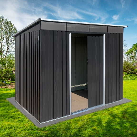 6ft x 8ft Metal Garden Shed – Durable Outdoor Storage Solution with Acrylic Panels for Easy Visibility. Perfect for Organizing Tools and Garden Supplies Safely!