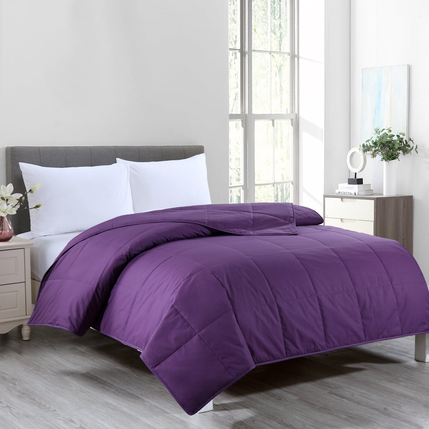 Cottonpure 100% Sustainable Cotton Filled Blanket, Full/Queen, Purple