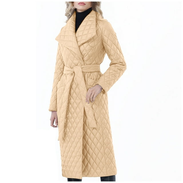 Puntoco Ropa de invierno para mujer, talla grande, abrigo de algodón de cuero con solapa cálida, chaqueta de manga larga Puntoco Puntoco-1