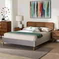 thumbnail image 6 of Baxton Studio Light Grey Velvet Fabric and Walnut Brown Finished Wood Queen Size Platform Bed, 6 of 19