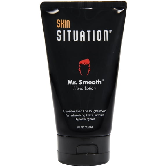 Mr. Smooth Thick Hand Lotion Moisturizer Repairs Extremely Dry Cracked Hands and Skin Relief. Hypoallergenic and Infused with Vitamins C, B5, Aloe, and Shea Butter to Last Through Handwashing 5 Fl Oz