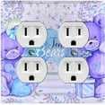 thumbnail image 1 of Metal Light Switch Wall Plate Outlet Cover (2 Teddy Bears Purple With Love Heart Balloon Flower - Double Duplex), 1 of 2