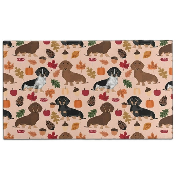 Fall Dachshund and Pumpkin Door Rugs,Washable Non Slip Door Mats Indoor,Decorative Door Mats,Entry Mat Indoor for Entrance,Bedroom,Kitchen,Bathroom,17"x30"