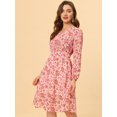 thumbnail image 2 of INSPIRE CHIC Robe Midi à Manches Longues Imprimé Floral Col en V pour Femmes, 2 of 5