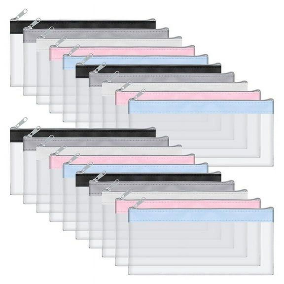 20Pack Money Bags with Zipper for Cash Clear Cash Envelopes Small Money Pouches Bank Deposit Bags Coin Bag for Collector