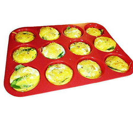 Coolmade 12 Cup Silicone Muffin - Cupcake Baking Pan / Non - Stick Silicone Mold / Dishwasher - Microwave