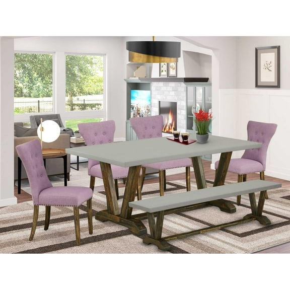 East West Furniture X026DR207-5 5 Piece X-Style Dining Room Table Set - Gray