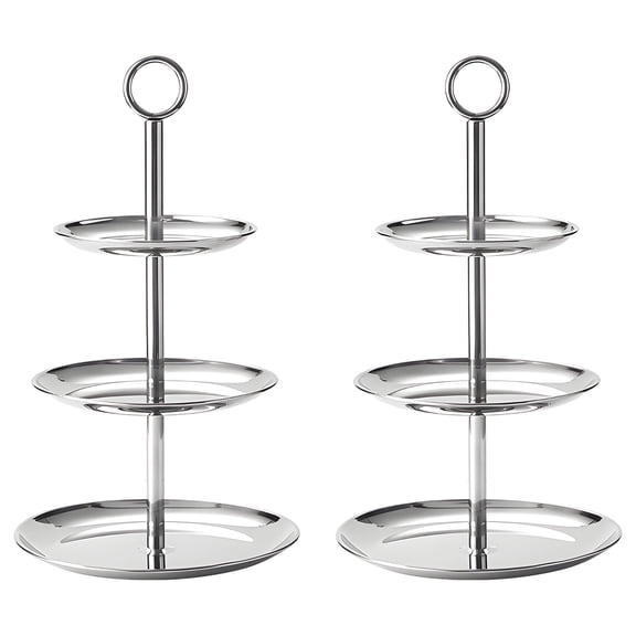 Stainless Steel 3-Tier Dessert Stand Set of 2, Lightweight Luxury Cupcake Tower, Heavy Duty Pastry Tray & Snack Display for Wedding Party Hotel