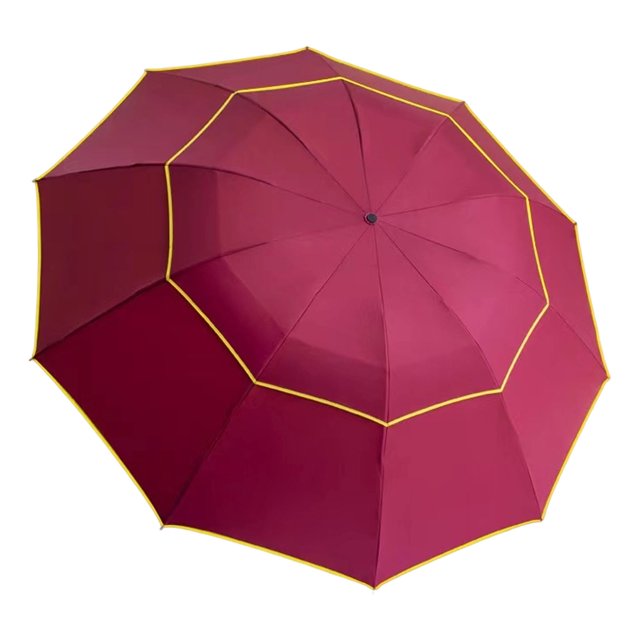 Clearance! Large Compact Umbrella Double Canopy Vented Windproof Canopy Rustproof Folding Compact Rain Umbrellas, Brick Red