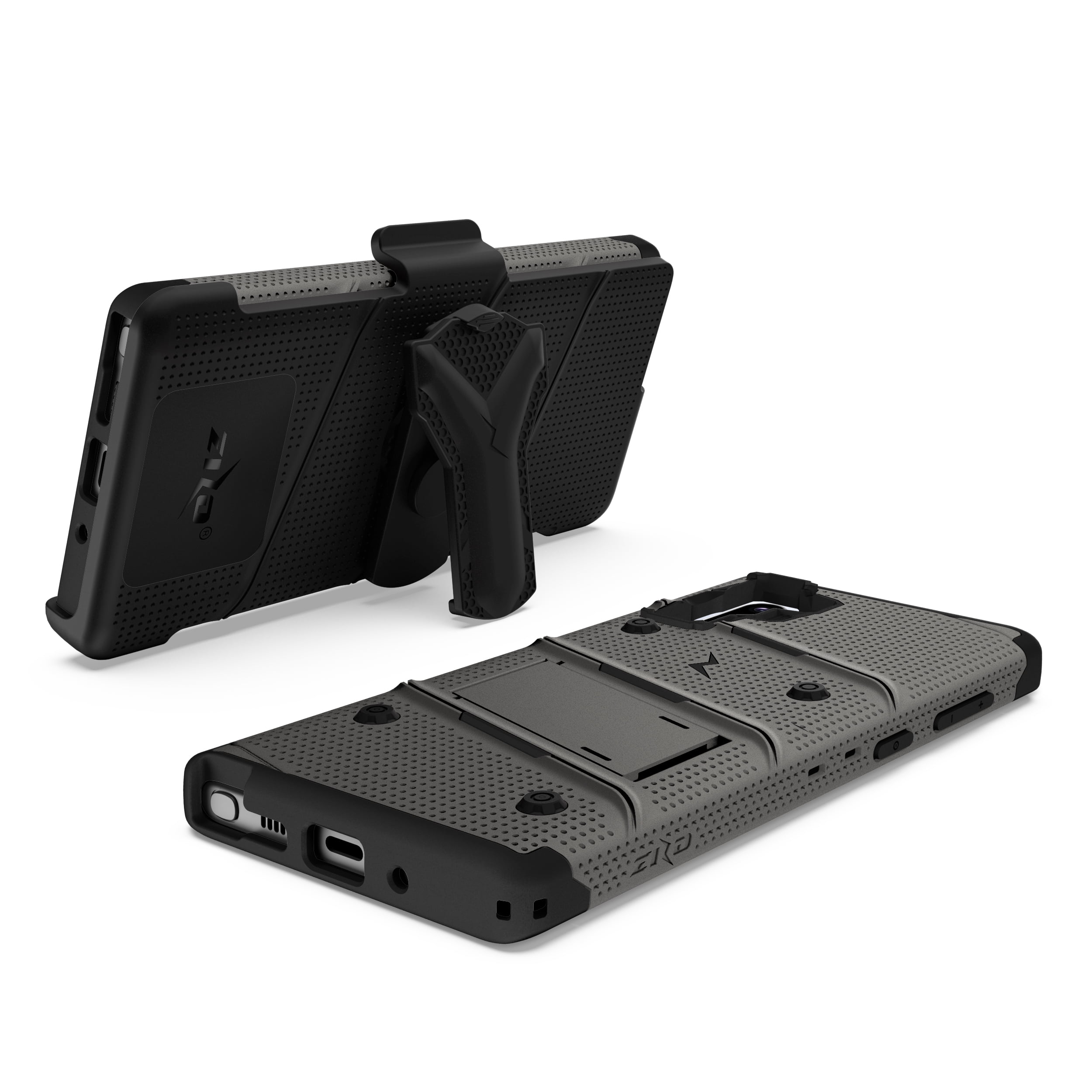 ZIZO BOLT Series for Samsung Galaxy Note 10 Case | Heavy-duty Military-grade Drop Protection w/ Kickstand Included Belt Clip Holster Lanyard (Metal Gray/Black)