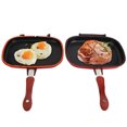 thumbnail image 4 of HURRISE Poêle à Frire Carrée Rouge de 28 cm à Double Face Poêle Antiadhésive pour Barbecue Gril Fournitures de Cuisine, Poêle à Griller, 4 of 8