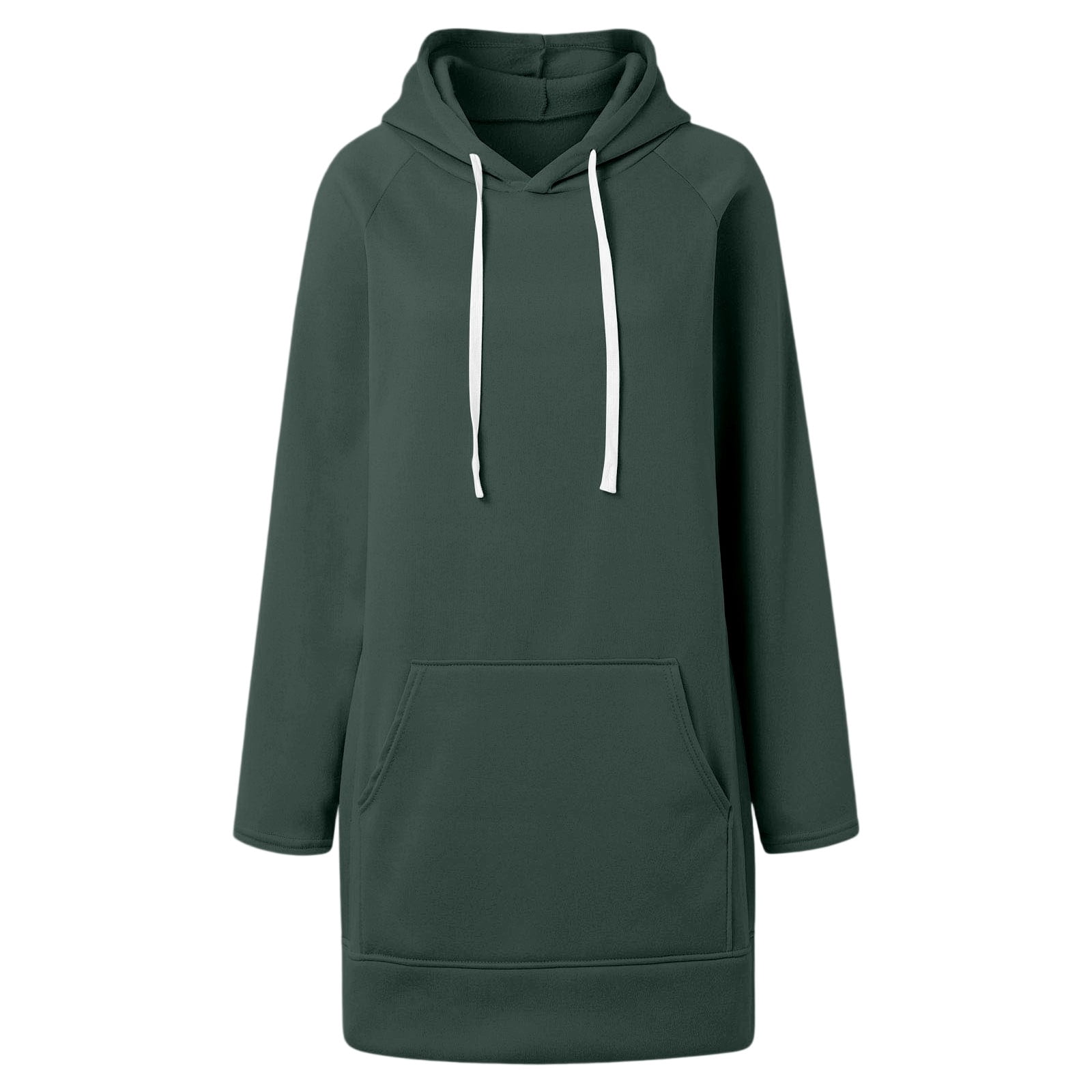 Telankuip The Warmy Oversized Hoodie Dress Women's Casual Long Sleeve Drawstring Pullover Sweatshirts Solid Color Split Hem Long Hooded Tops with Pocket Green XXXL