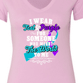 thumbnail image 4 of Inktastic Suicide Prevention Awareness I Wear Teal and Purple for Someone Who Meant the Women's V-Neck T-Shirt, 4 of 5