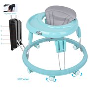 HEQU Baby Walker Activity Toy Toddler Push Along Walking Anti-o-leg Foldable Portable Adjustable height, used by babies of 6-12 months(Blue)