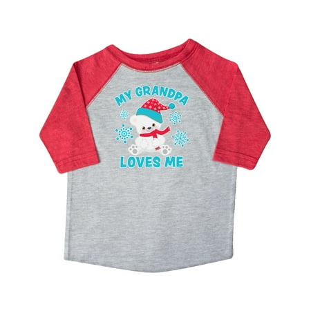 

Inktastic Polar Bear My Grandpa Loves Me in Santa Hat with Snowflakes Gift Toddler Boy or Toddler Girl T-Shirt