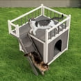 thumbnail image 3 of Ktaxon Outdoor Cat House Wooden 2- Story Cat Shelter with Balcony,Gray, 3 of 6